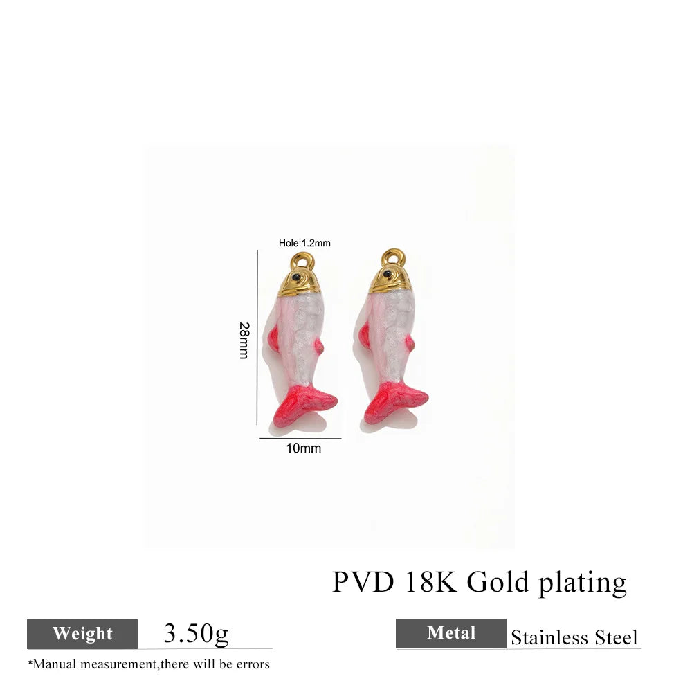 304 Stainless Steel Enamel Small Fish Pendants Multiple Styles Colorful Cartoon-shaped Charms DIY Necklaces