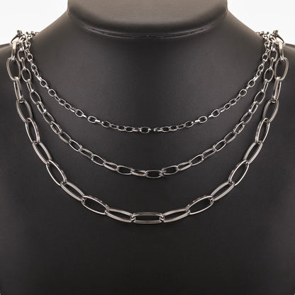 A3119 Non tarnish O shape oval link chain bulk necklace bracelet jewelry making diy wholesale