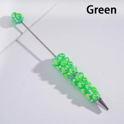 Beadable Ballpoint Pens with Half-Shell & Small White Pearls for DIY Pen Making & Gift Craft