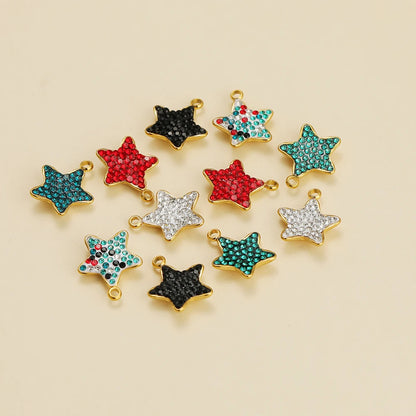 Trendy Handmade Stainless Steel 18K Gold Plated  Fashion Colorful Zircon Star Charm Pendant for Jewelry Necklace Making