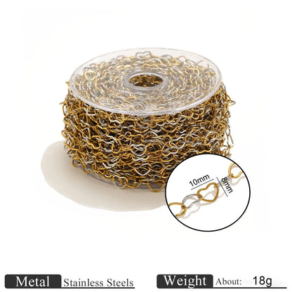D1060 Two Tones Gold Silver Mixed Stainless Steel Chain Heart Oval Rope Paper Clip Chains PVD 18K Gold Plated for Jewelry DIY