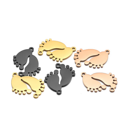 Hot Selling 18K Gold Plated Stainless Steel Footprint Pendant Fashion Charm for Handmade Daily Necklace Jewelry Making