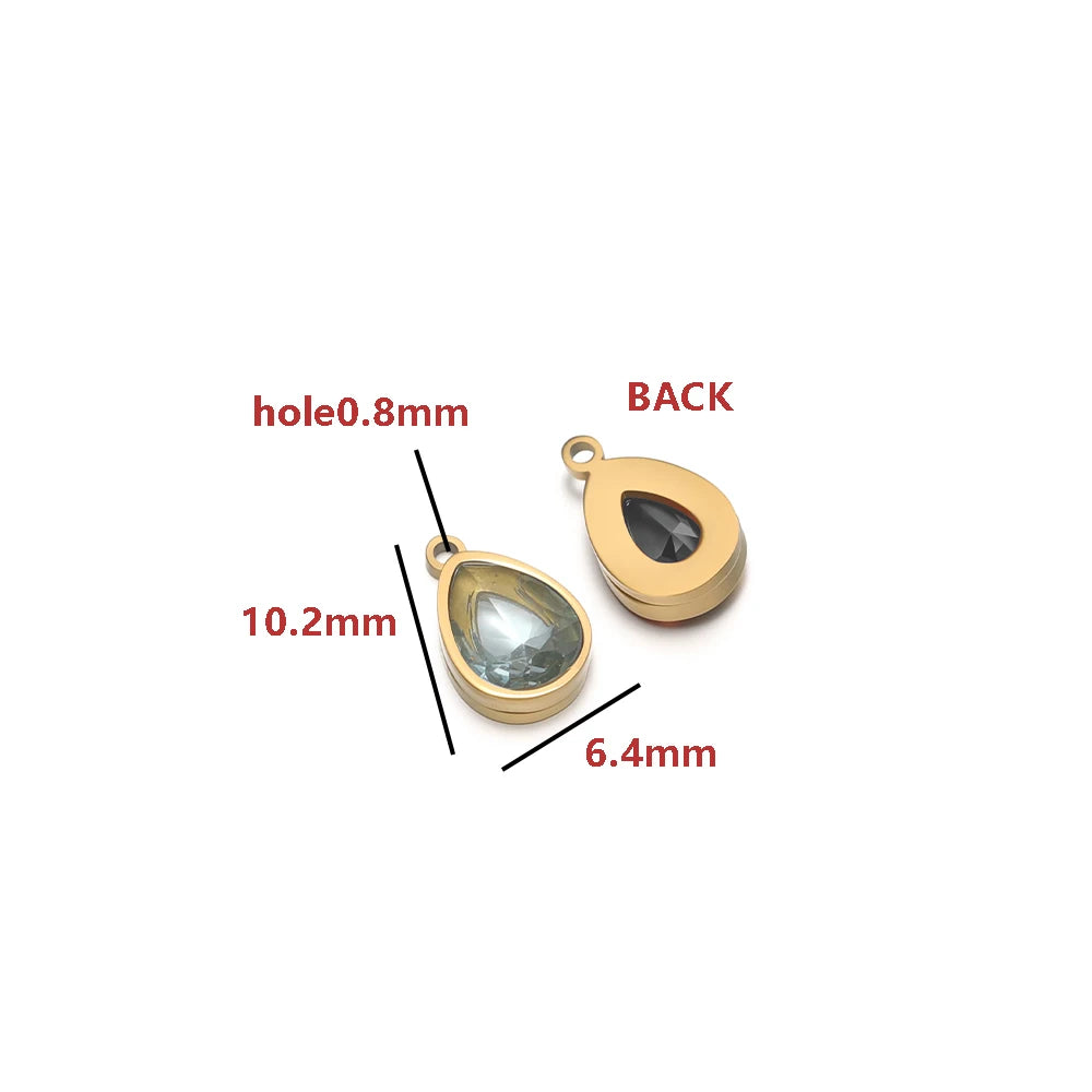 2-in-1 18K Gold Plated Teardrop Stone Setting Pendant with Single-Sided Rhinestone Accents 0.8mm Single-Hole