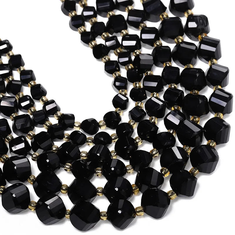 Faceted Helix Twisted 6mm 8mm 10mm Jade Agate Gemstone Beads, Cut Stone Obsidian Rose Quartz Bead for DIY Jewelry Making 18CM