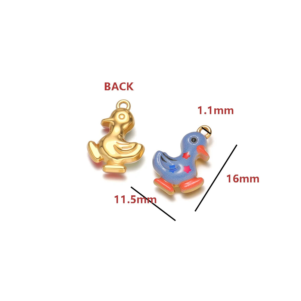 Jinrou Enamel Flower Charms 18k Gold Plated Stainless Steel Double Hole Pearl Charm Pendant DIY Jewelry Making Accessories Model