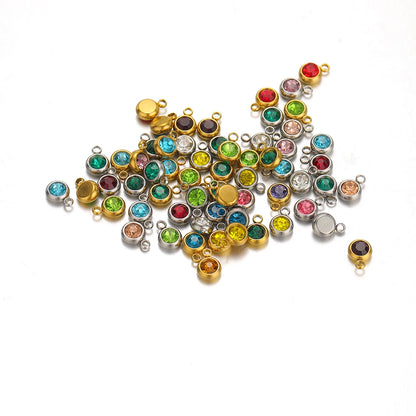 Hot Sale Colorful Pendant 304 Stainless Steel 18k Gold Plated 6mm Crystal Bead Charm Pendants for DIY Necklace Bracelet Making