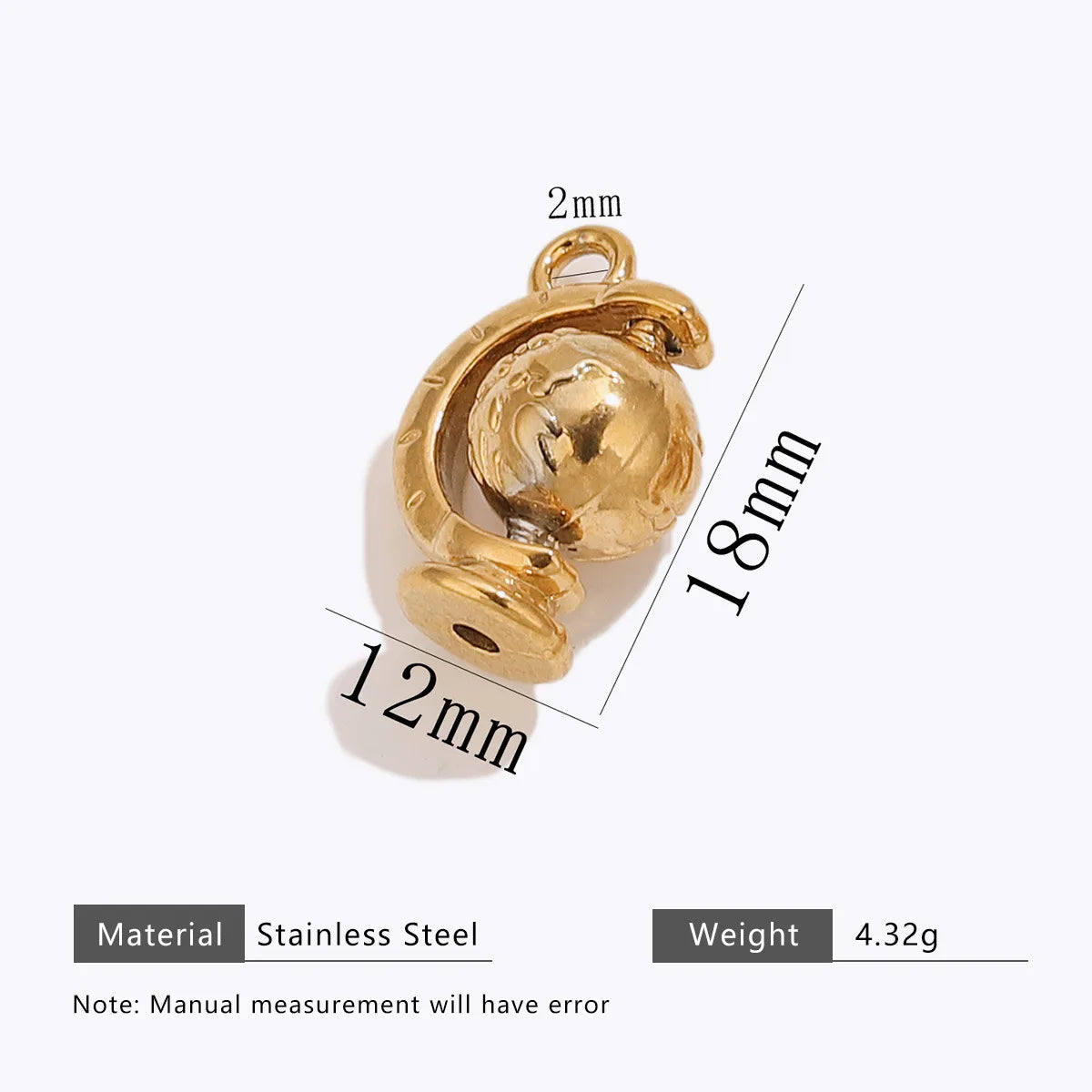 Trendy Stainless Steel 18k Gold Plated Moon Tellurion cat Charms Pendant for DIY Jewelry Necklace Making