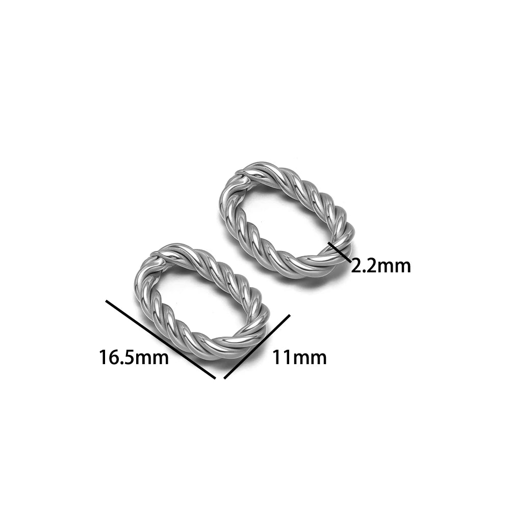 Simple 18k Gold Plated Stainless Steel  Twist Round Oval square Charm Pendant for DIY Handmade Necklace Jewelry Making
