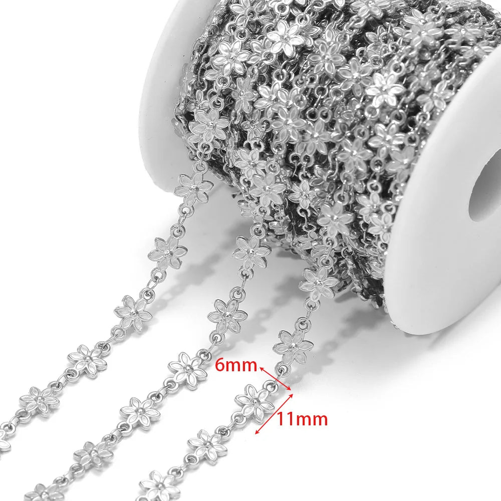 D866 New Gold Plated Stainless Steel Chain Flower Clover Leaf Shape Waterproof Chain for Necklace Bracelet Diy