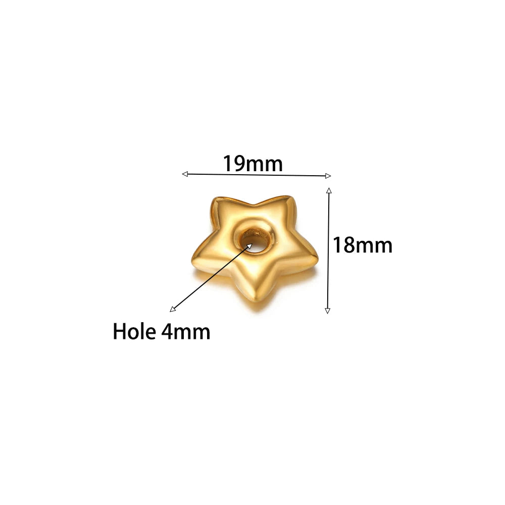 Non Tarnish Stainless Steel18k Gold Plated Hollow Star Heart Square Flower Charms Pendant for DIY Jewelry Earring Making