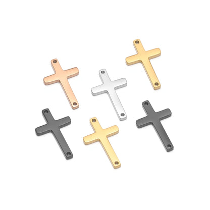 Non Tarnish 18k Gold Plated Stainless Steel Cross Charm Pendant for Handmade Necklace Jewelry Making Diy Accessories