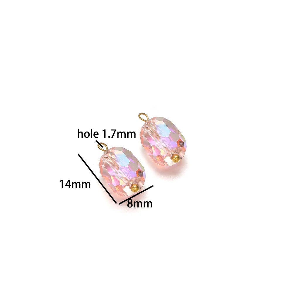 Handmade Fashion Jewelry 18k Gold Plated Stainless Steel Cylinder Charm Pendant for DIY Necklace Jewelry Making Accessories
