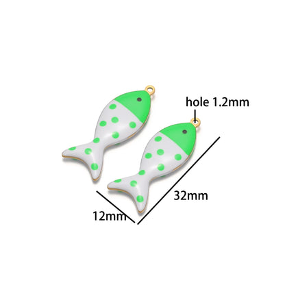 Wholesale 18k Gold Plated Stainless Steel Enamel Fish Charm Pendant for Jewelry Necklace Making Accessories