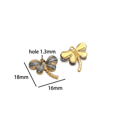 New Arrival Stainless Steel 18k Gold Plated Dragonfly Charm Pendant for Diy Jewelry Making Wholesale Jewelry Supplies