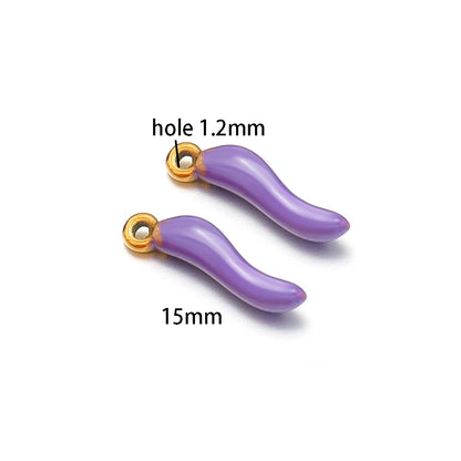 Colorful Enamel Stainless Steel 18K Gold Plated Red Pepper Chilli Charms Pendant for Jewelry Findings & Components