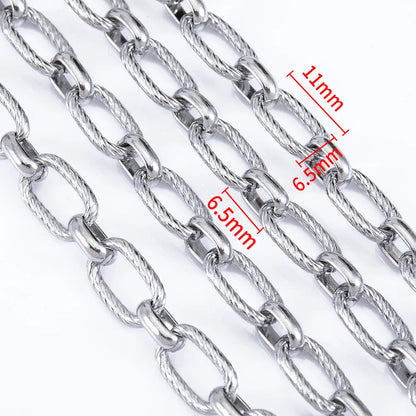 11x6.5mm Stainless Steel Rectangle Chain Quality E683 Waterproof 18k Gold Plated Necklace Wholesale Jewelry Findings Components