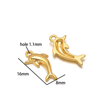 Hot Sale 18k Gold Plated Stainless Steel Enamel Crab Starfish Turtle Octopus Shell Charm Pendant for DIY Necklace Jewelry Making