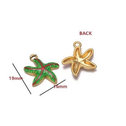 High Quality Jinrou 18K Gold Plated Stainless Steel Enamel Starfish Shape Pendant for Necklace and Earrings Jewelry Making