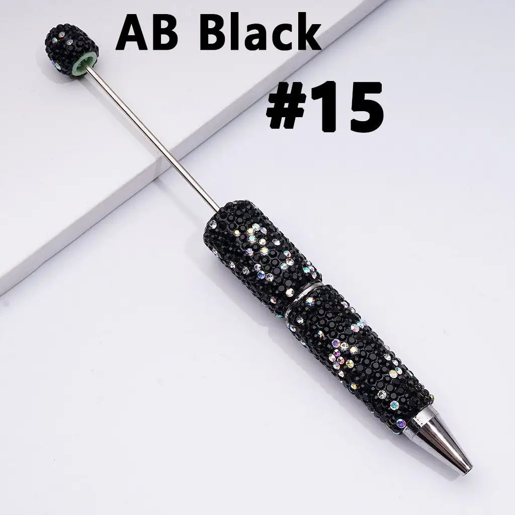 Full Rhinestone Beadable Clay Ballpoint Pens - DIY Beaded Plastic Pen for School Office Gift