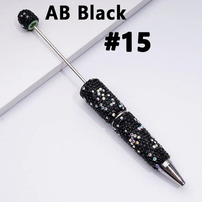 Full Rhinestone Beadable Clay Ballpoint Pens - DIY Beaded Plastic Pen for School Office Gift