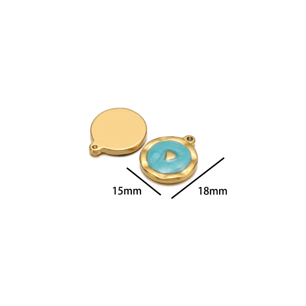 High Polish 304 Stainless Steel 18k Gold Plated Enamel Star Moon Heart Lightning Charm Pendant for Jewelry Necklace Making