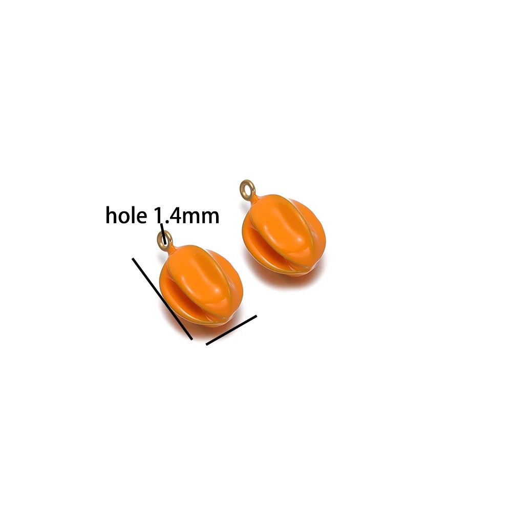 Fruit Series Charm Stainless Steel 18k Gold Plated Oil Drop Strawberries Pineapples Pumpkins Pendant for Jewelry Necklace Making