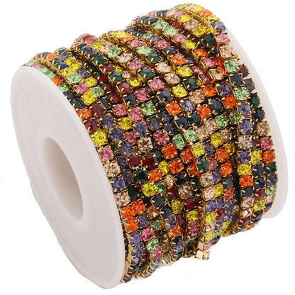 E585 Wholesales New Trend Stainless Steel Drill Diamond Chain Colorful Crystal Jewelry Making for Men and Women