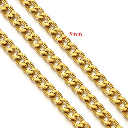 D378 Chunky Twisted Cuban Chain Chocker Gold Silver Black Gun Plated Stainless Steel Snake Rope Chain Jewelry for Men
