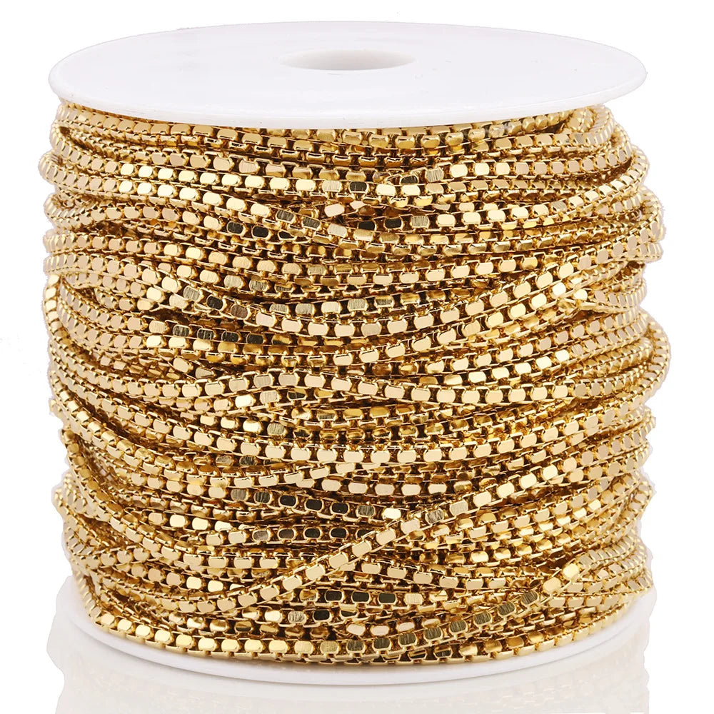 B4791 Waterproof Stainless Steel Chain 18k Gold square Chain Bulk Chain for Jewelry