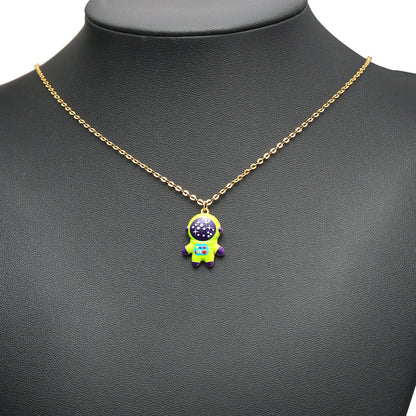 Enamel Penguin Shape 18K Gold Plated Stainless Steel Double Hole Charms for DIY Necklace Earring Making