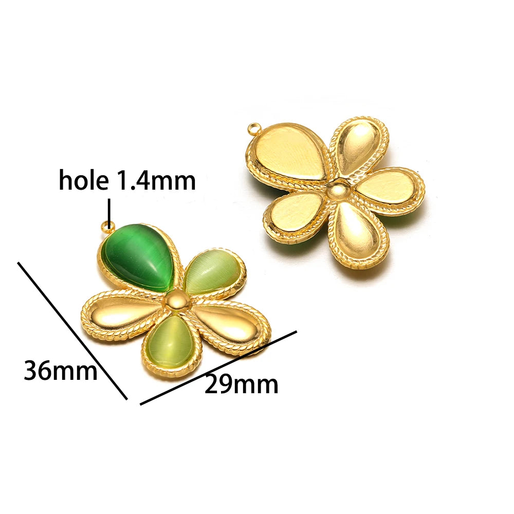 Popular Fashion 18k Gold Plated Stainless Steel Drip-oil Butterfly Flower Heart Charm Pendant for Women Jewelry Making