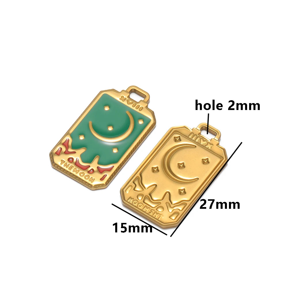 Fashion 18k Gold Plated Stainless Steel Enamel Moon Star Charm Pendant for DIY Handmade Necklace Earrings Jewelry Making