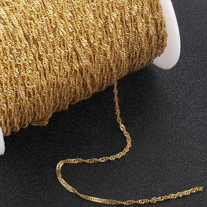 B344 18k 24k Gold Plated Stainless Steel Chain Wave Unique Chain for Necklace Bracelet Jewelry Diy Making