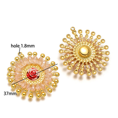 Handmade 18k Gold Plated Stainless Steel Crystal Geometric Flower Sun Charm Colorful Butterfly Pendant for Jewelry Making