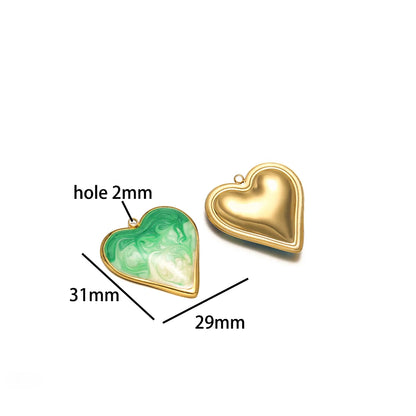 Romantic Dream Color Stainless Steel 18K Gold Plated Drip Oil Gradient Color Heart Charm Pendant for Jewelry Necklace Making