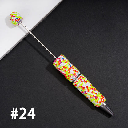 Neon Fluorescent Candy Color Full Rhinestone Clay Bead Pens Fully Wrapped Shiny Rhinestones Pure Handmade DIY Beaded Pen Blanks