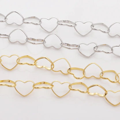 E730 Non Tarnish 18k Gold Plated Necklace Chain Heart Link Stainless Steel Necklace Chain for Jewelry Diy