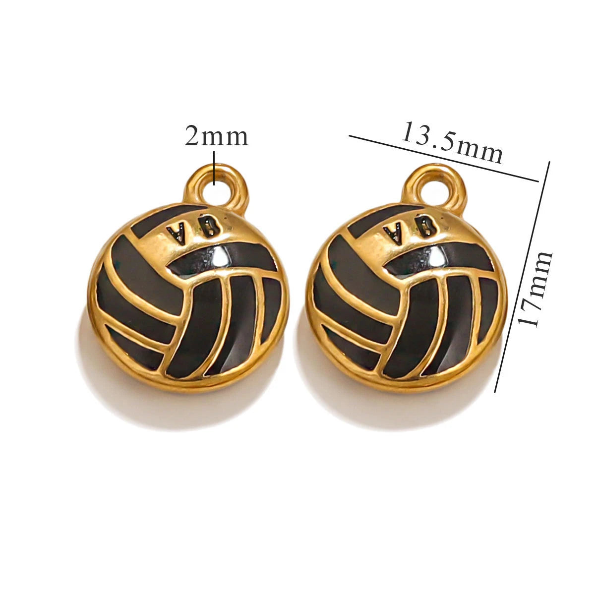Stainless Steel 18K Gold Plated Colorful Sports Ball-Shaped Pendants DIY Bracelets Keychains Accessories Drip-Coating Parts