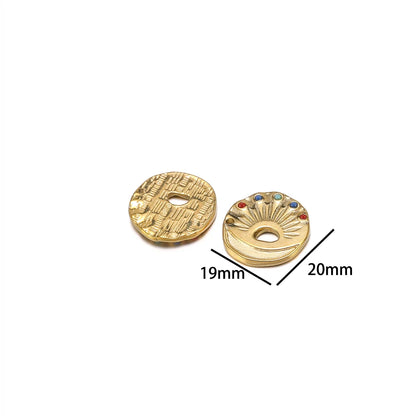 DIY Colorful Zircon Stainless Steel Gold Plated Charm Round Moon Zircon Charm Pendants for DIY Jewelry Necklace Making