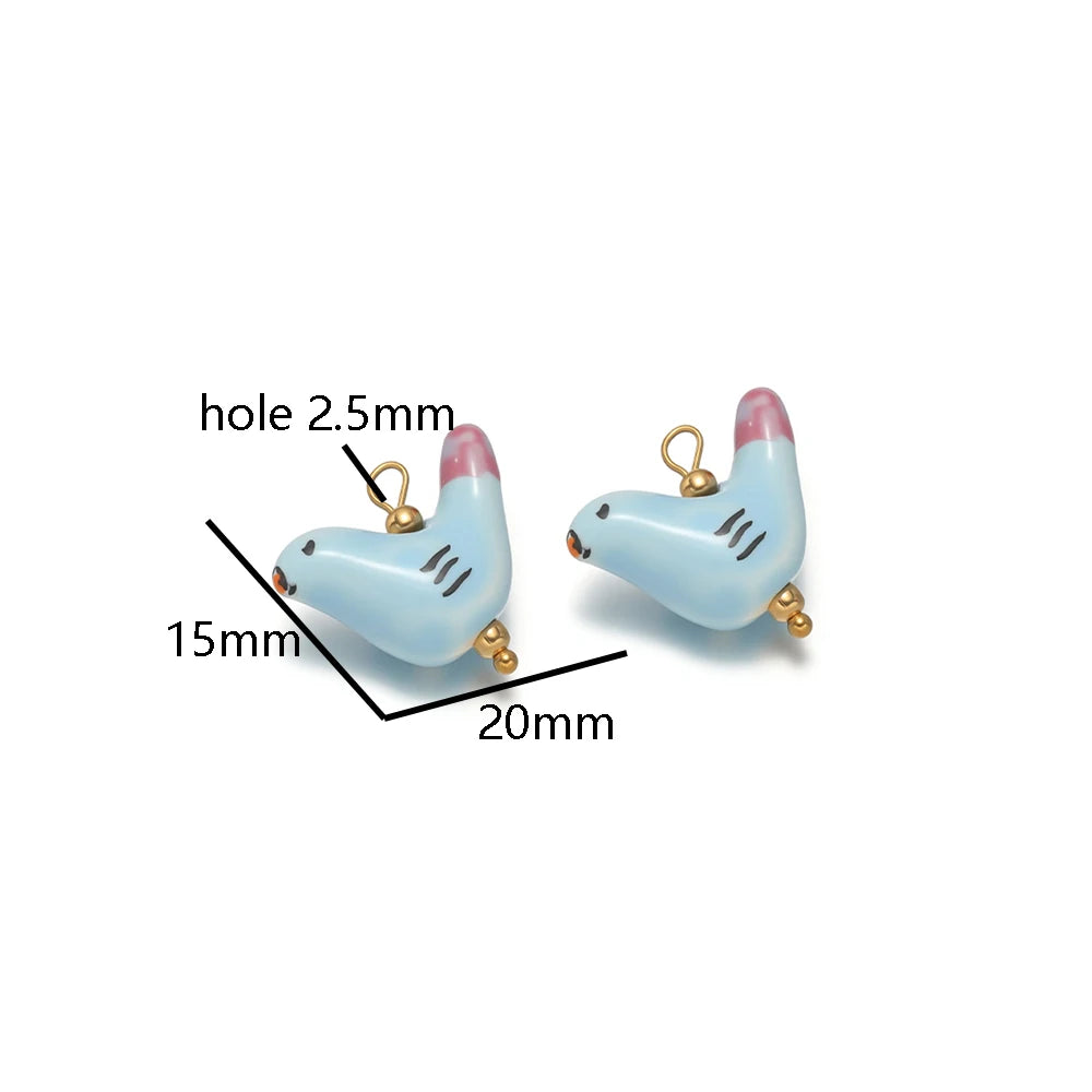 New Design DIY Jewelry Accessories Stainless Steel Ceramic Peace dove Tortoise butterfly Charm Pendant for Jewelry Making