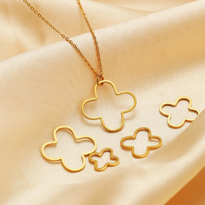 Trending Products Stainless Steel 18K Gold Plated Four Leaf Clover Charm Pendant for Jewelry Necklace Making Accessories