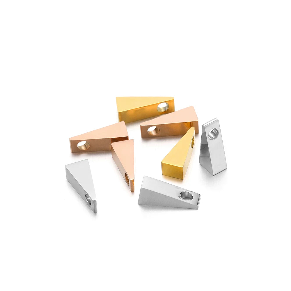 No Fade Stainless Steel Gold  Plated Charm Triangle-Shape Charm Pendant for Handmade Jewelry Necklace Making