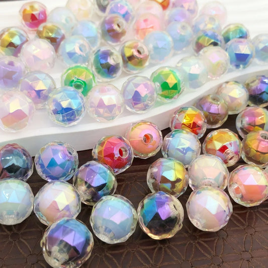 100pcs 16mm Rainbow Candy Globe Acrylic Bead Transparent Bead in Bead Round Loose Beads for DIY Jewelry Craft