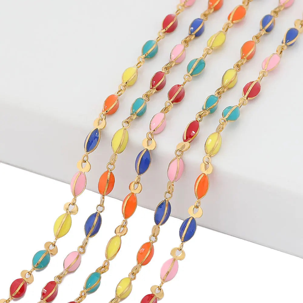 B1721 Rainbow Color Enamel Chain Gold Link Chain Fashion Chain Jewelry Making
