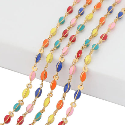 B1721 Rainbow Color Enamel Chain Gold Link Chain Fashion Chain Jewelry Making
