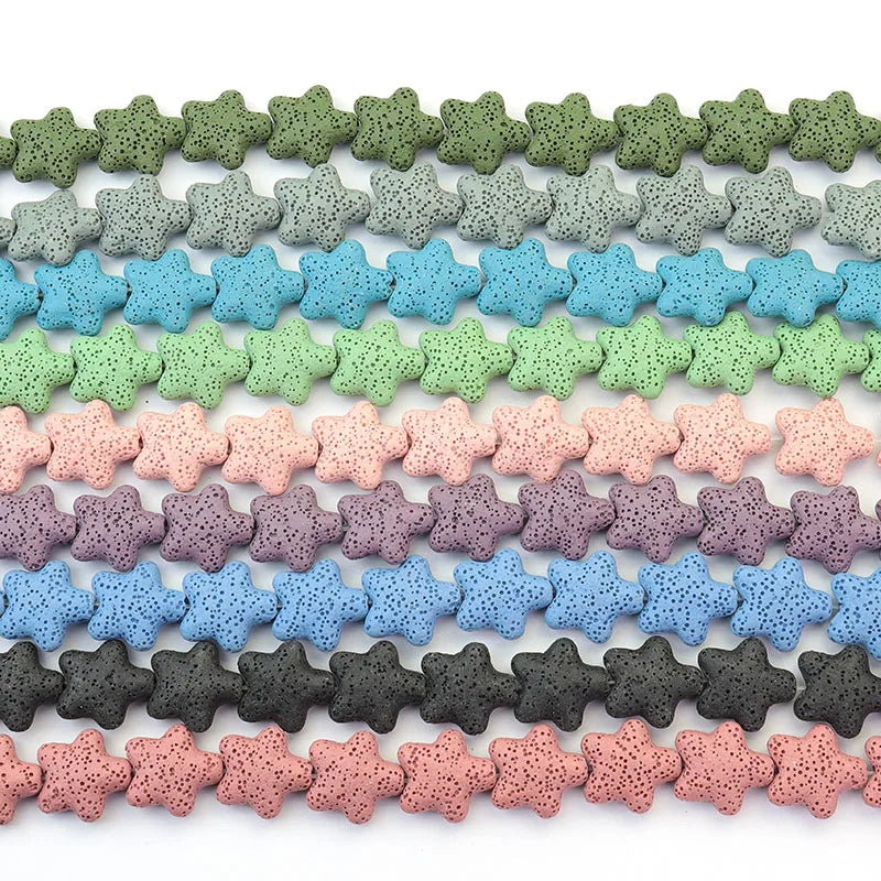 Wholesale Good Quality Many Colors Pink Blue Green Star Shape Volcanic Rock Lava Stone Beads for Jewelry Making 23mm