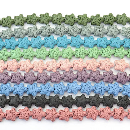 Wholesale Good Quality Many Colors Pink Blue Green Star Shape Volcanic Rock Lava Stone Beads for Jewelry Making 23mm