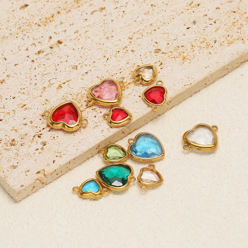 Fashion Stainless Steel 18k Pvd Gold Plated Heart Shaped Charms Pendant for DIY Jewelry Necklace Making