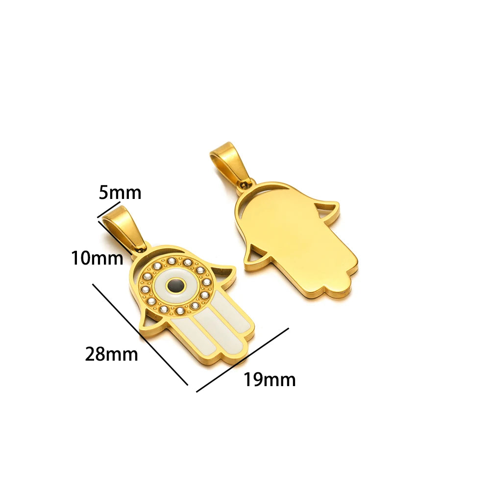 Exquisite Stainless Steel Gold Plated Dripping Oil Eyes Heart Moon Charm Pendant for DIY Jewelry Making Wholesale