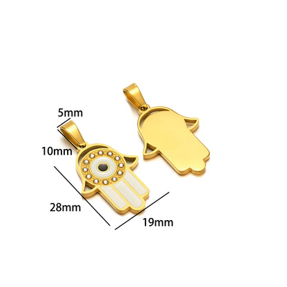 Exquisite Stainless Steel Gold Plated Dripping Oil Eyes Heart Moon Charm Pendant for DIY Jewelry Making Wholesale